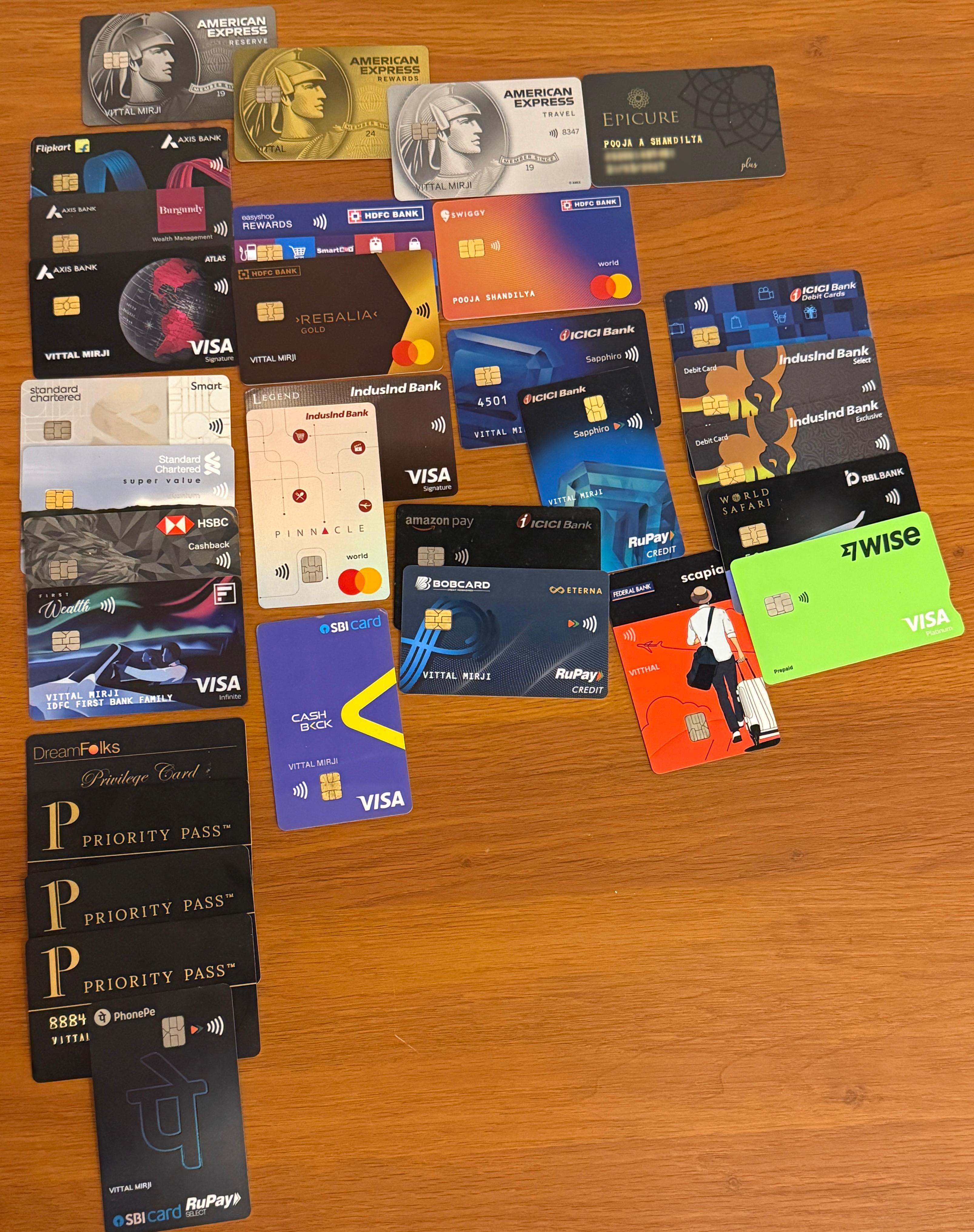 My current card stack. Yes, it looks like a stationery shop, but each one has a job.